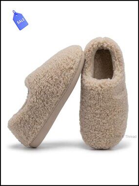 Fuzzy Cotton Slippers for Women Memory Foam Non-Slip Indoor House Shoes